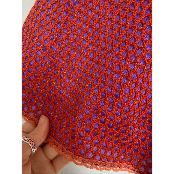 Cecilia Prado Orange Mesh Overlay Purple Mini Skirt, Size Small / Petite - Picture 4 of 12